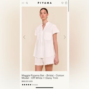 Piyama Maggie Bridal PJ Set. White Size Small